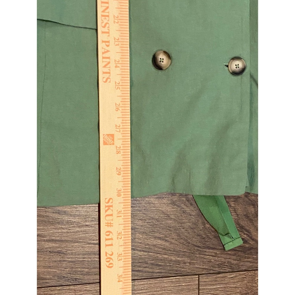 Free People Olivia Jacket Small Double Breasted Belted Green Linen Career Wear - Picture 8 of 8